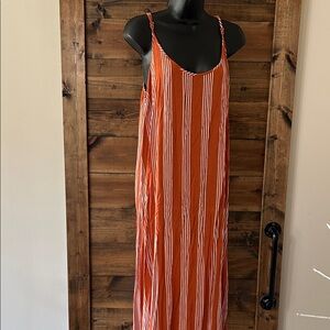 Forever 21 Orange and White Striped Maxi Dress